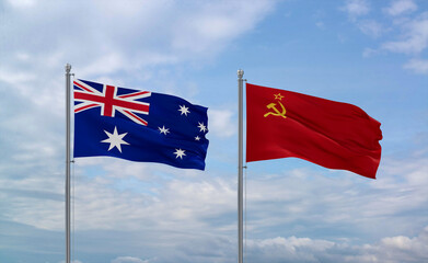 Soviet Union and Australia flags, country relationship concept