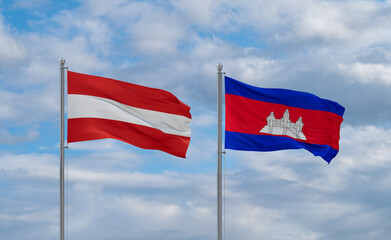 Cambodia and Austria flags, country relationship concept