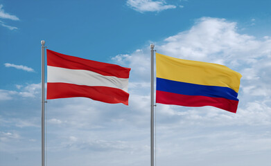 Colombia and Austria flags, country relationship concept