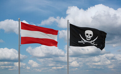 Pirate and Austria flags, country relationship concept