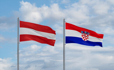 Croatia and Austria flags, country relationship concept