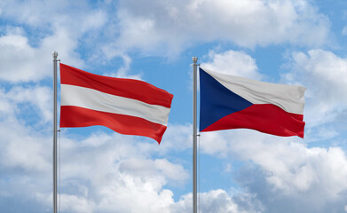 Czech Republic and Austria flags, country relationship concept