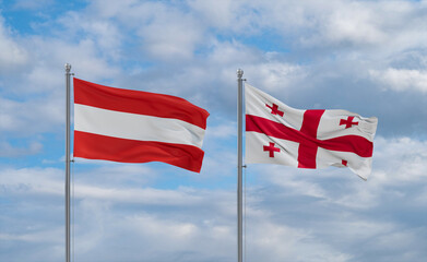 Georgia and Austria flags, country relationship concept