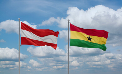 Fototapeta na wymiar Ghana and Austria flags, country relationship concept