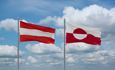 Greenland and Austria flags, country relationship concept