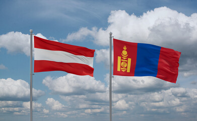 Mongolia and Austria flags, country relationship concept
