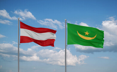 Mauritania and Austria flags, country relationship concept