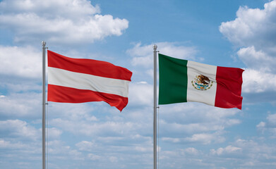 Mexico and Austria flags, country relationship concept