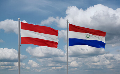 Paraguay and Austria flags, country relationship concept