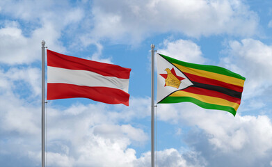 Zimbabwe and Austria flags, country relationship concept