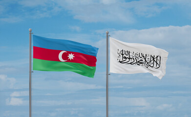 Azerbaijan and Afghanistan national flags, country relationship concept