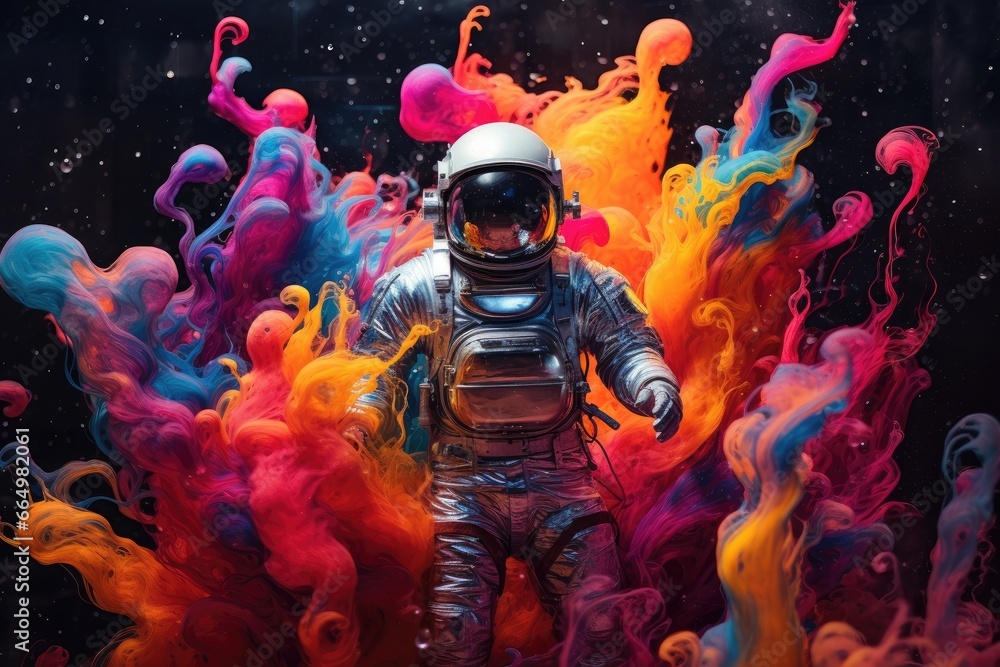 Wall mural an astronaut in space with colorful background. beautiful art concept.