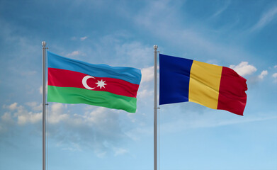 Chad and Azerbaijan flags, country relationship concept