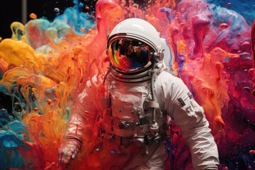 Obraz premium An astronaut in space with colorful background. Beautiful art concept.