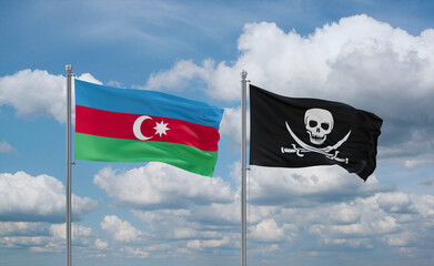 Pirate and Azerbaijan flags, country relationship concept