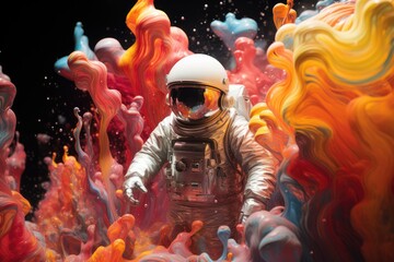 An astronaut in space with colorful background. Beautiful art concept.