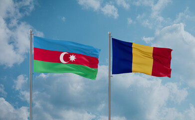 Romania and Azerbaijan flags, country relationship concept