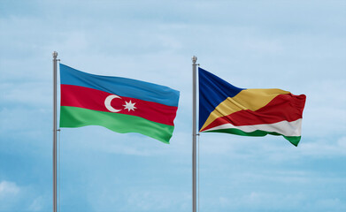 Seychelles and Azerbaijan flags, country relationship concept
