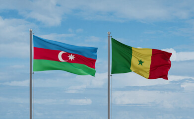 Senegal and Azerbaijan flags, country relationship concept