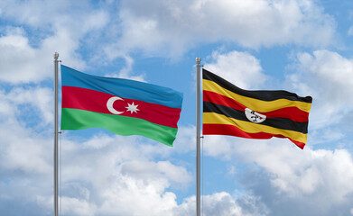 Uganda and Azerbaijan flags, country relationship concept