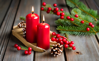 christmas decoration with candle, christmas, candle, ai generated 