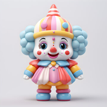 Colorful clown 3d pastel isolated 