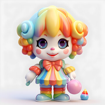Colorful clown 3d pastel isolated 