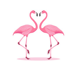 Cute pink flamingo birds, vector for shirt, fashion, poster, card, sticker designs