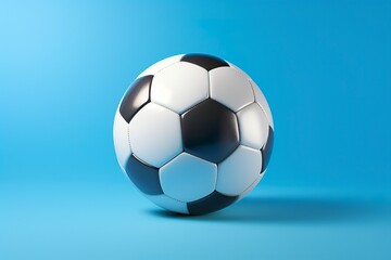 soccer ball on light blue background.