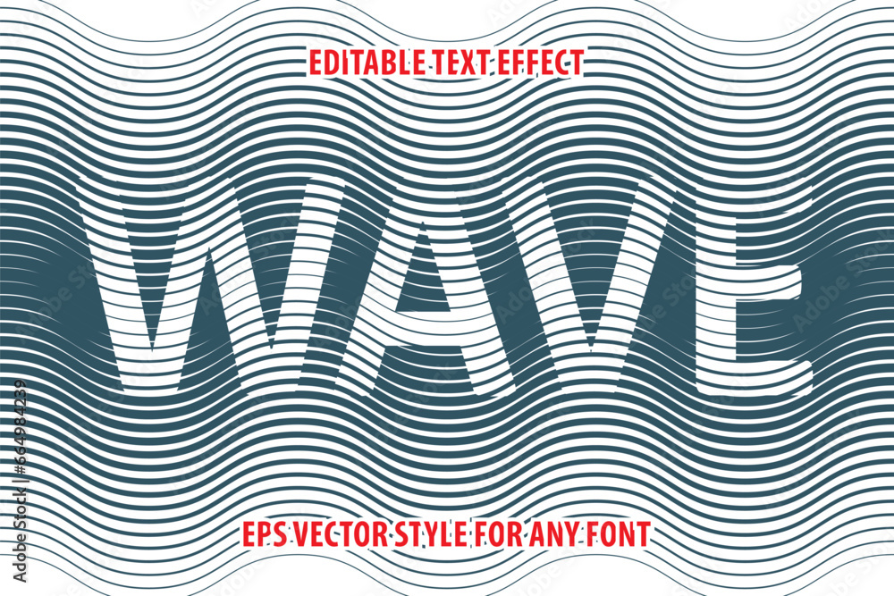 Poster editable halftone text effect for design in visual art style on wavy background template.
