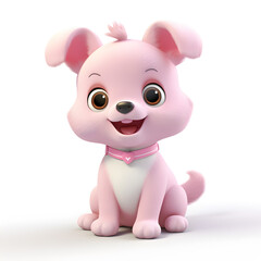 Cute dog pastel 3d isolated on white