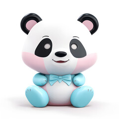 Cute panda pastel 3d isolated on white