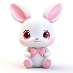 Cute bunny rabbit 3d isolated on white