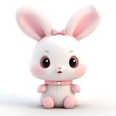 Cute bunny rabbit 3d isolated on white