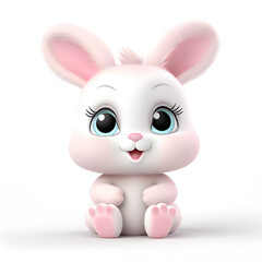 Cute bunny rabbit 3d isolated on white