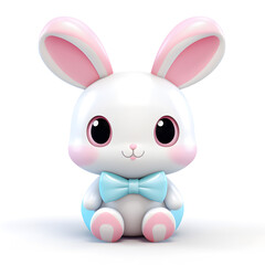 Cute bunny rabbit 3d isolated on white
