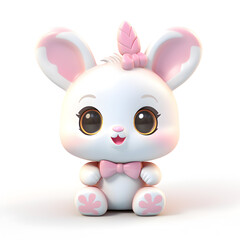 Cute bunny rabbit 3d isolated on white