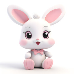 Cute bunny rabbit 3d isolated on white