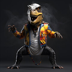 T-Rex wearing hip-hop fashion isolated