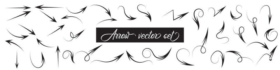 Obraz premium Hand drawn arrow vector icons set. sketch arrow design for business plan and education.