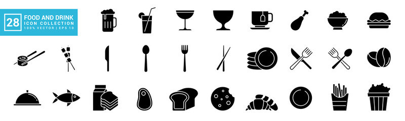 Food and drink icon collection, breakfast, delicious, nutritious, editable and resizable vector icons EPS 10