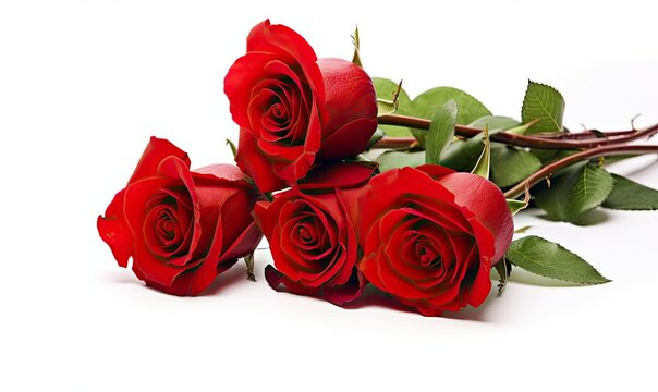 Red rose bouquet isolated on white background.