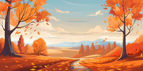 Nature landscape of Autumn background