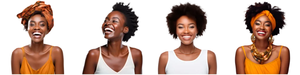 Foto op Canvas Portrait of a happy black african woman on a white background © terra.incognita