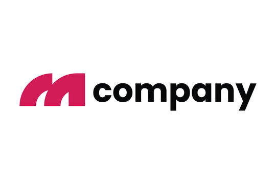 modern monogram letter M initial red logo design