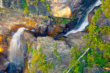 View of beautiful mountain waterfall 