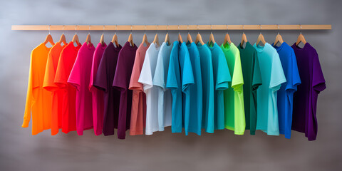 Colorful t-shirt on the hanger - obrazy, fototapety, plakaty