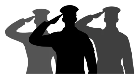Fotobehang Salute soldier, silhouette of saluting army soldier, saluting male army soldier © Haruki Yui