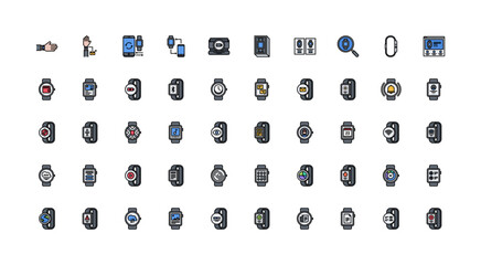 smart watch icon set