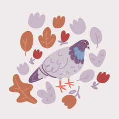 Vector illustration of full body of pigeon bird is